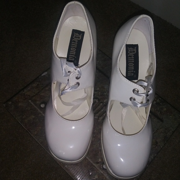 Demonia White Mary Janes Bran New with Tags - Picture 3 of 5